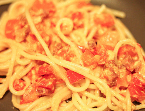 Rezept: Spaghetti mit Paprika Carbonara