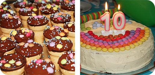 Torte und Muffins - 10. Geburtstag 