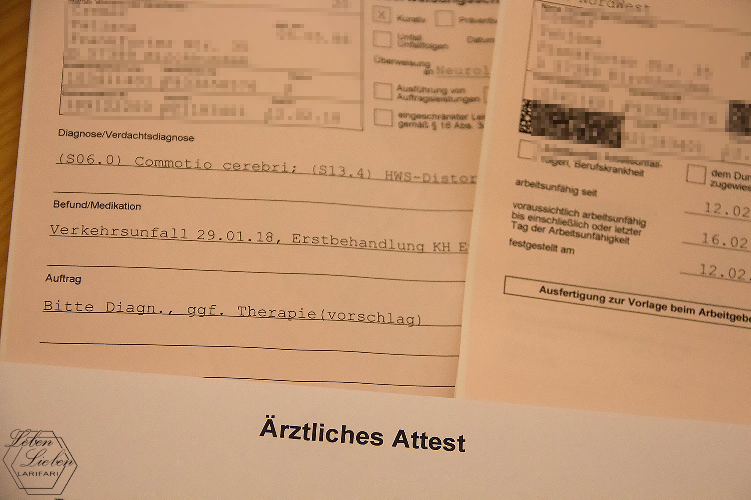 Papiere für die Versicherung